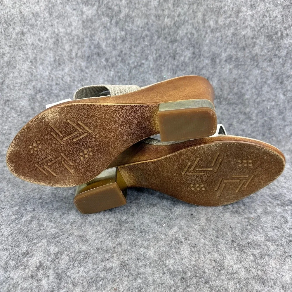 Charleston Wedge Sandals Womens 10 White Tan Elastic Comfort Shoes